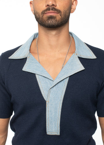 Contrast Collar Knit